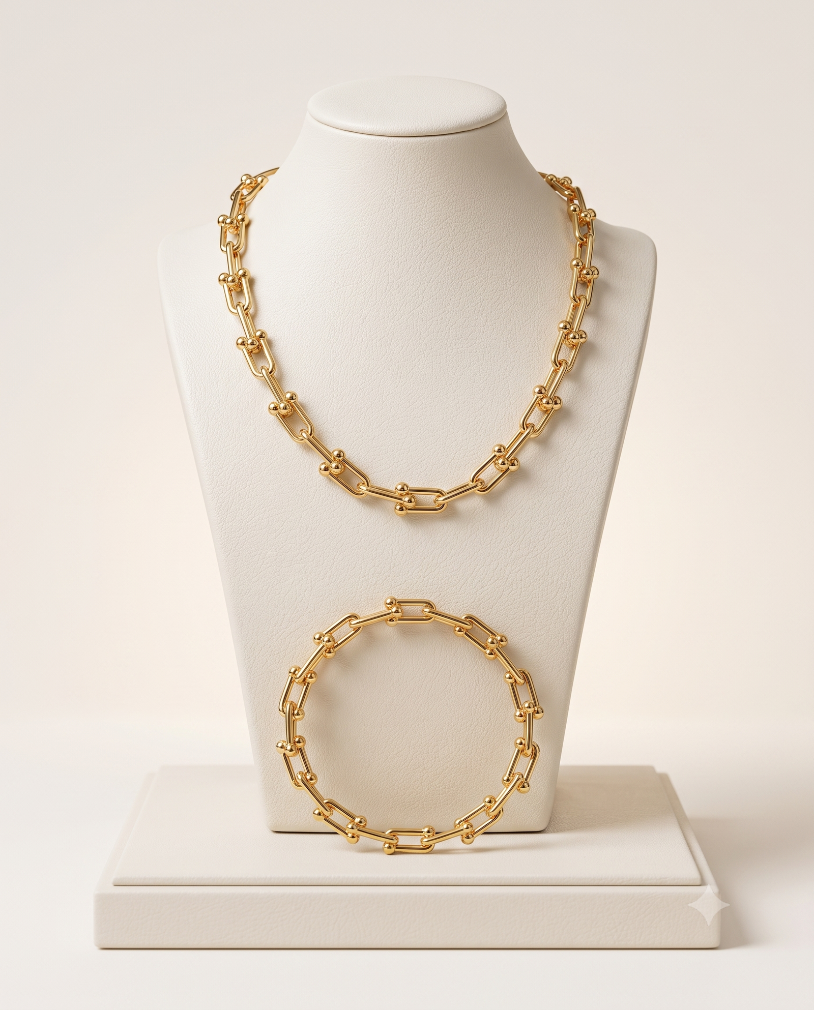 18K Gold Designer Necklace & Bracelet Combo
